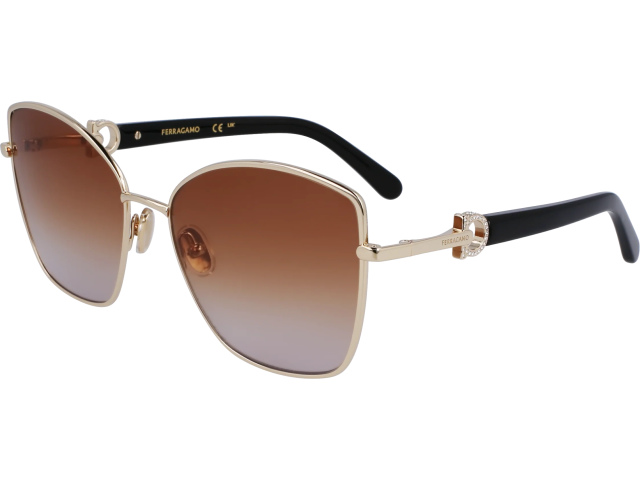 SALVATORE FERRAGAMO SF312SR 745,  GOLD/BROWN GRADIENT, BROWN GREY GRADIENT