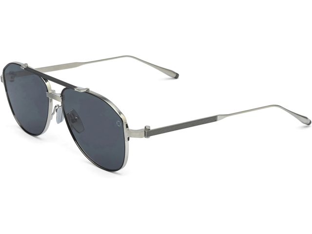 AKONI HELIOS SIL - BLK,  Brushed Silver - Black Rhodium - Black Enamel, Dark Grey Lenses