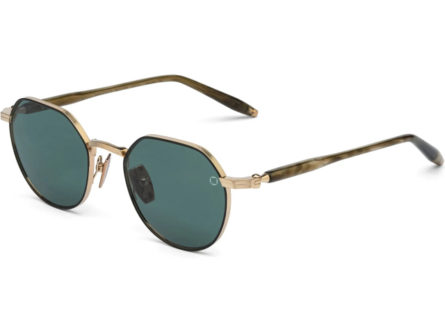 AKONI THEMIS GLD - GRN,  Brushed 12k Gold, Deep Emerald Green Lenses