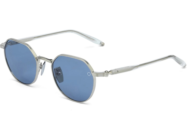 AKONI THEMIS SLV - CRY,  Brushed Silver - Crystal Clear, Dusty Blue Lenses