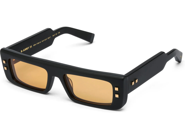 BALMAIN B - ARMY III BLK - GLD,  Matte Black - 18k Gold, Orange Lenses