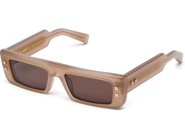 BALMAIN B - ARMY III NDE - GLD,  Cloudy Nude - 12k Gold, Dark Chocolate Brown Lenses