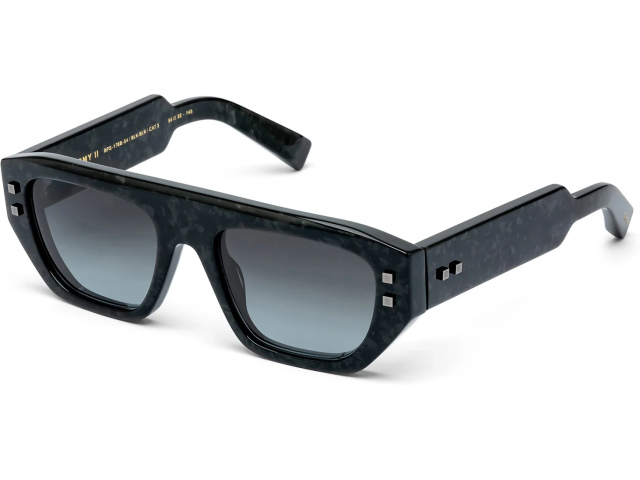BALMAIN B - ARMY II BLK - BLK,  Leather Black - Black Rhodium, Dark Grey to Light Grey Lenses