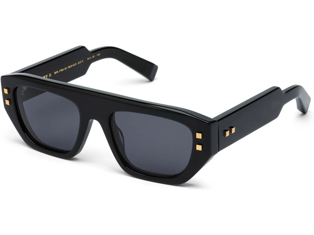 BALMAIN B - ARMY II BLK - GLD,  Crystal Black - 18k Gold, Dark Grey Lenses