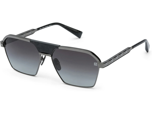 BALMAIN SERGEANT BLK - BLK,  Black Rhodium - Leather Black, Dark Grey to Light Grey Lenses