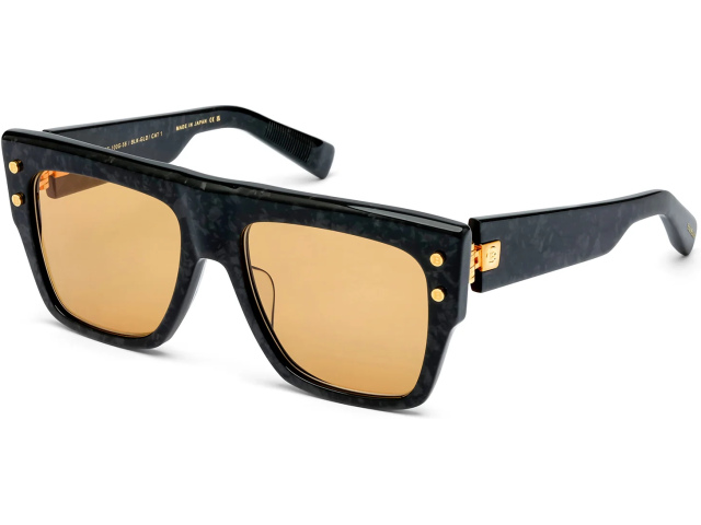 BALMAIN B - I BLK - GLD,  Leather Black - 18k Gold, Orange Lenses