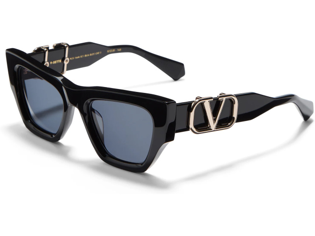 VALENTINO V - SETTE BLK - GLD,  Black - V-Light Gold, Smoke Grey Lenses
