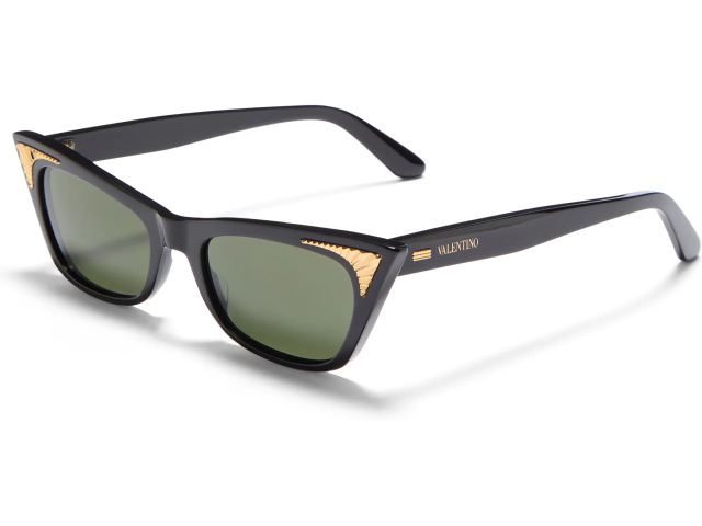 VALENTINO VLS-175 BLK - GLD,  Black - V-Light Gold, Dark Green Lenses