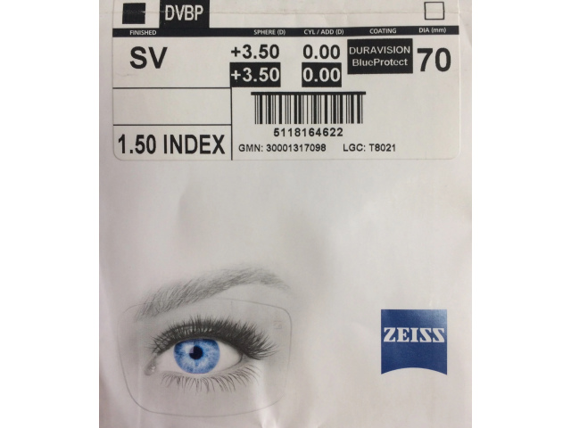 Zeiss Single Vision 1.5 DVBP - Dura Vision Blue Protect UV