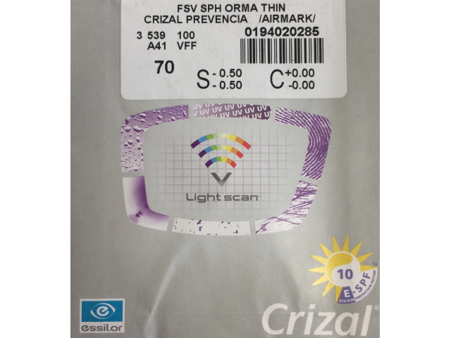 Essilor 1.5 Orma Thin Crizal Prevencia UV