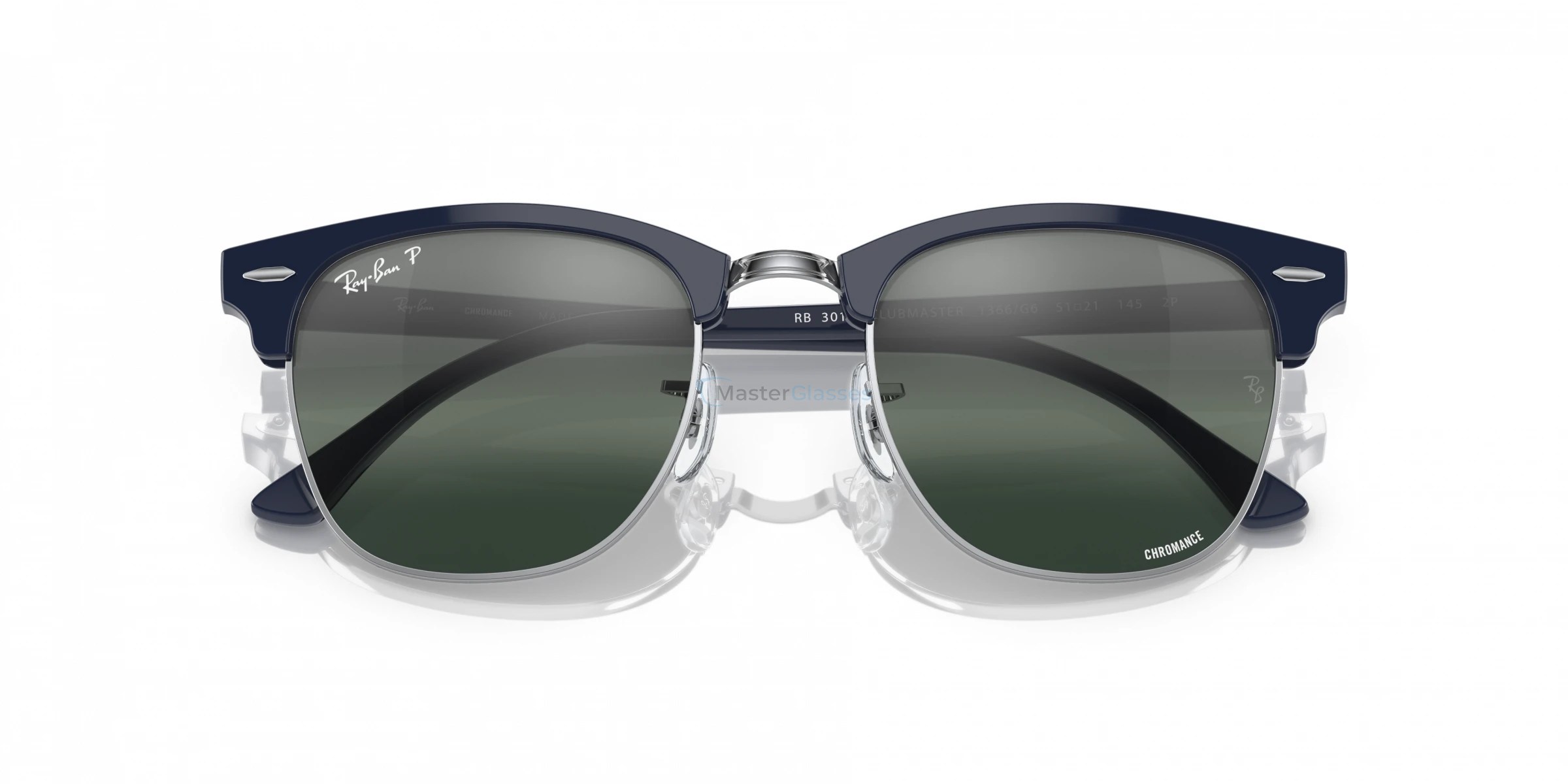 Солнцезащитные очки Ray-Ban Clubmaster RB3016 1366G6 Blue On Silver - купит...